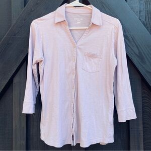 Orvis Womens Button Down Shirt 3/4 Sleeve Relaxed‎ Fit